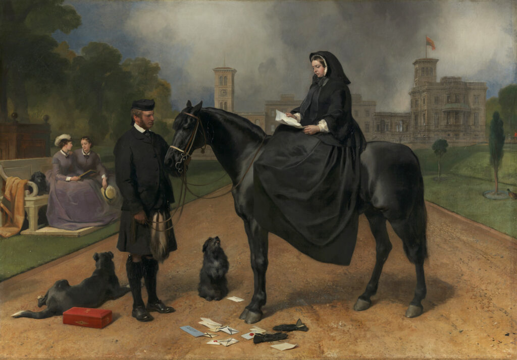 paintings with dogs: Edwin Landseer, Queen Victoria at Osborne, 1865, Osborne House, East Cowes, Isle of Wight, UK.
