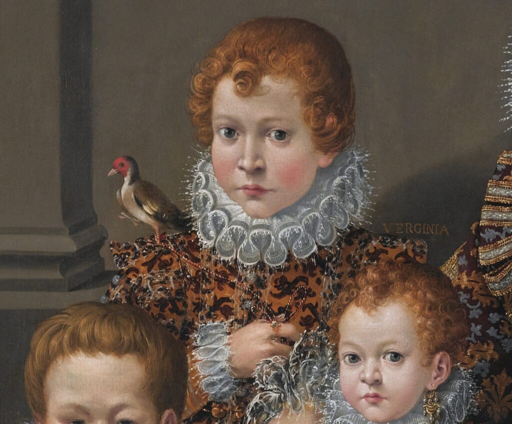 children jewelry: Lavinia Fontana, Portrait of Bianca degli Utili Maselli and Her Children, ca. 1604–1605, Fine Arts Museums of San Francisco, San Francisco, CA, USA. Detail.
