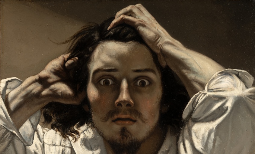 The Desperate Man: Gustave Courbet, The Desperate Man (Self-Portrait), c. 1844–1845, Musée d’Orsay, Paris, France. Museum’s website. Detail.
