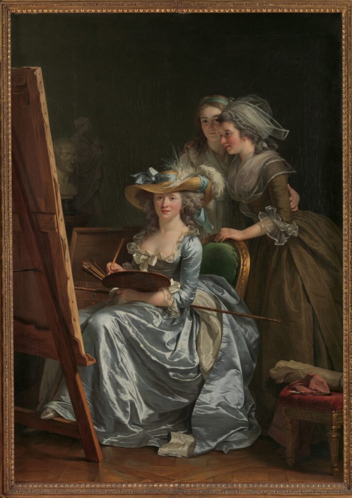 Dresses in art: Beautiful Dresses in Art: Adélaïde Labille-Guiard, Self-Portrait with Two Pupils, Marie Gabrielle Capet, and Marie Marguerite Carraux de Rosemond, 1785, Metropolitan Museum of Art, New York City, NY, USA.
