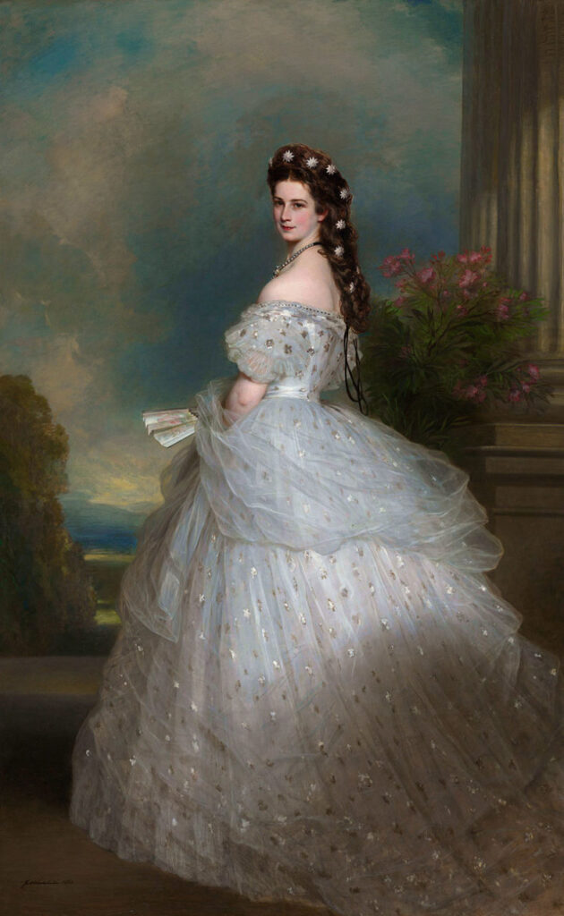 Dresses in art: Beautiful Dresses in Art: Franz Xaver Winterhalter, Empress Elisabeth of Austria, 1865, Sisi Museum, Hofburg, Vienna, Austria.
