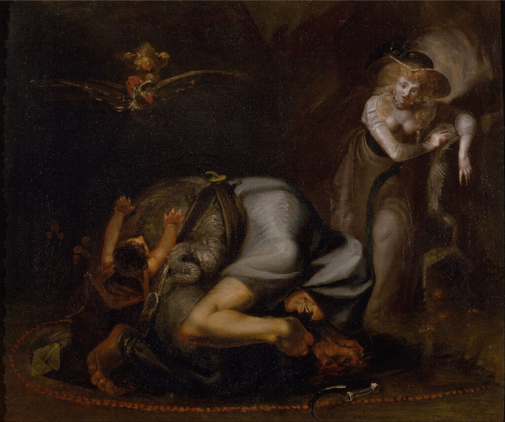 flower symbolism in art: Henry Fuseli, The Mandrake: A Charm, c. 1785. Yale Center for British Art, New Haven, CT, USA.
