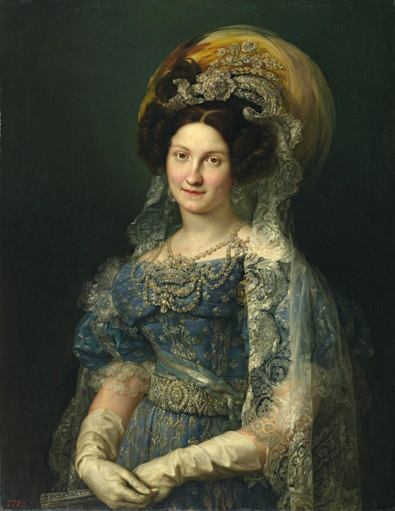 Dresses in art: Beautiful Dresses in Art: Vicente López Portaña María Cristina de Borbón, Queen of Spain, 1830, Museo del Prado, Madrid, Spain.
