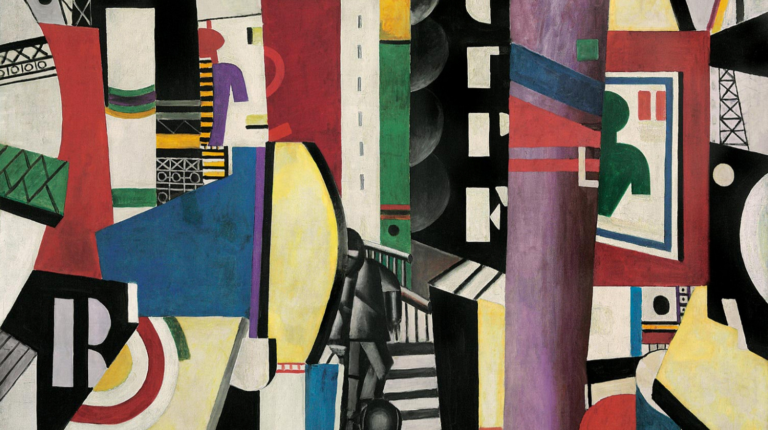 iconic cubist paintings: Fernand Léger, The City, 1919, Museum of Modern Art, New York City, NY, USA. Detail.
