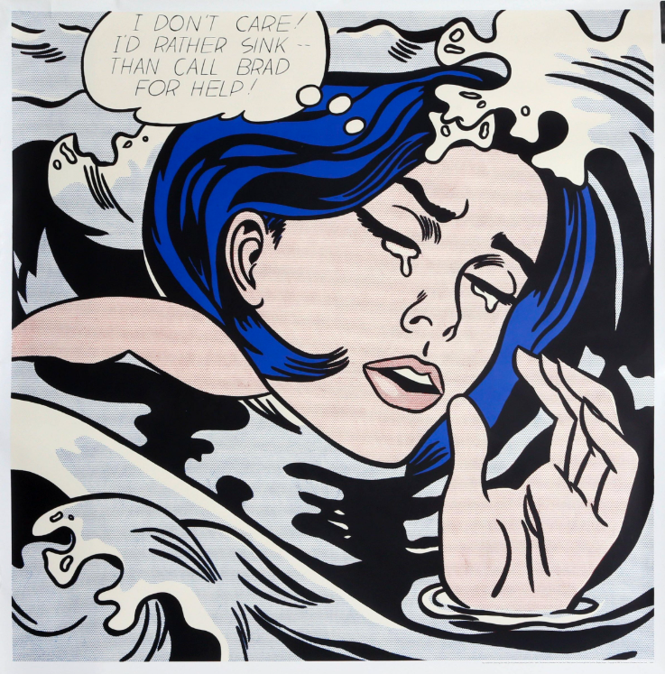 roy lichtenstein art: Roy Lichtenstein, Drowning Girl, 1963, Museum of Modern Art, New York City, NY, USA. Museum’s website.
