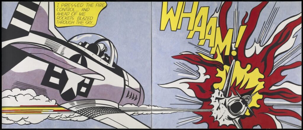 roy lichtenstein art: Roy Lichtenstein, Whaam!, 1963, Tate Modern, London, UK. © Estate of Roy Lichtenstein. Museum’s website.
