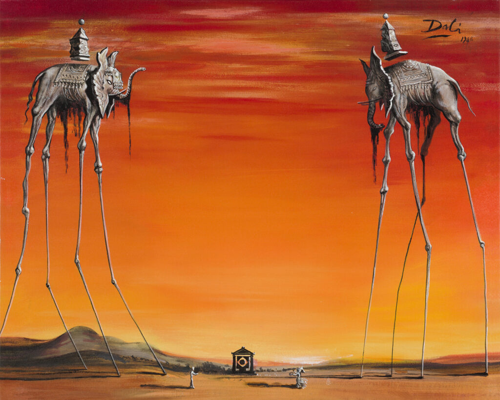 star wars paintings: Salvador Dalí, The Elephants, 1948, Salvador Dalí Museum, St. Petersburg, FL, USA.
