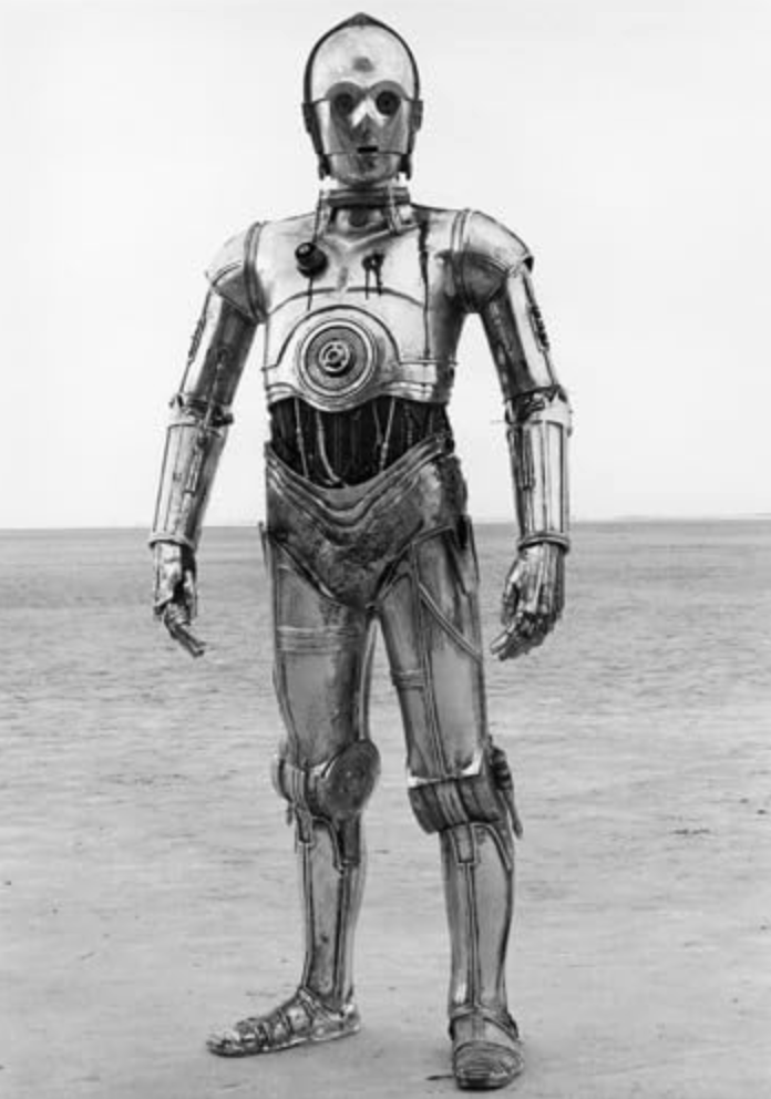 Ralph McQuarrie: Actor Anthony Daniels in the C-3PO costume for the Star Wars: Episode IV—A New Hope (1977). IMDb.
