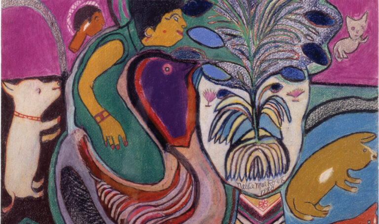 Nellie Mae Rowe: Nellie Mae Rowe, untitled (Nellie Riding Chicken), 1980, High Museum of Art, Atlanta, GA, USA. Museum’s website. Detail.
