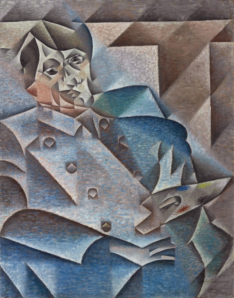 iconic cubist paintings: Juan Gris, Portrait of Pablo Picasso, 1912, Art Institute of Chicago, Chicago, IL, USA.
