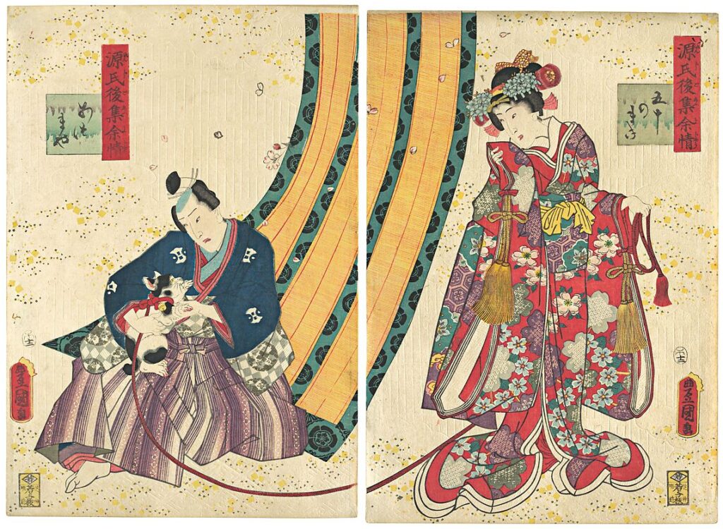 star wars paintings: Kunisada, Parody of the Third Princess and Kashiwagi: “Chapter 50: A Hut in the Eastern Provinces”, 1858, Metropolitan Museum of Art, New York City, NY, USA.
