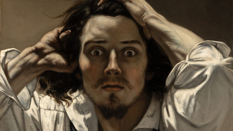 The Desperate Man: Gustave Courbet, The Desperate Man (Self-Portrait), c. 1844–1845, Musée d’Orsay, Paris, France. Detail.
