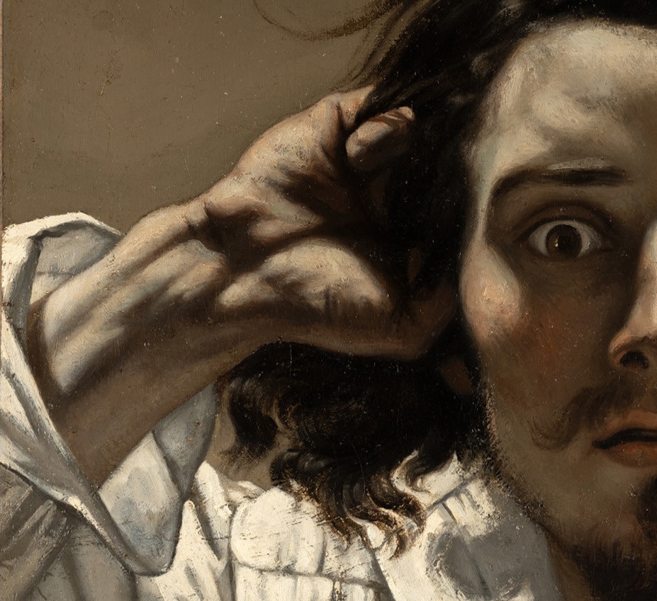 The Desperate Man: Gustave Courbet, The Desperate Man (Self-Portrait), c. 1844–1845, Musée d’Orsay, Paris, France. Detail.
