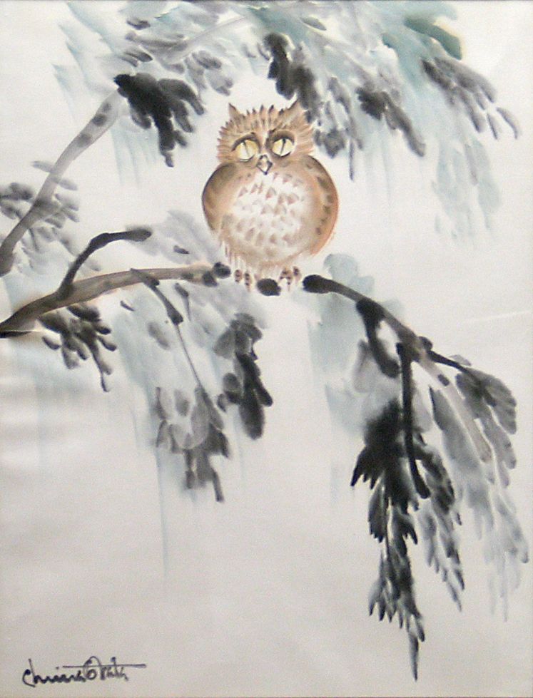 owl in art: Chiura Obata, Owl Study, ca. 1930–1960, private collection. bonhams.com.
