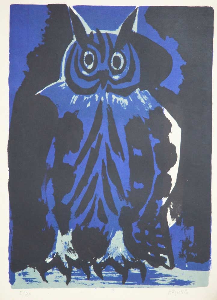 owl in art: Hsiung Ping-Ming, Owl, ca. 1958, National Gallery of Art, Washington, DC, USA. Museum’s website.
