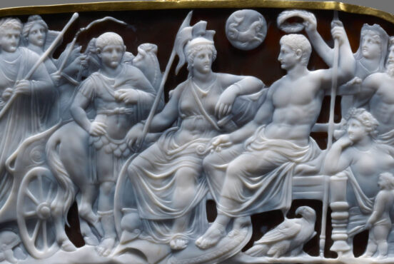 Dioskourides, Gemma Augustea, 9-12 CE, sardonyx and gold, Kunsthistorisches Museum, Vienna, Austria. Detail.