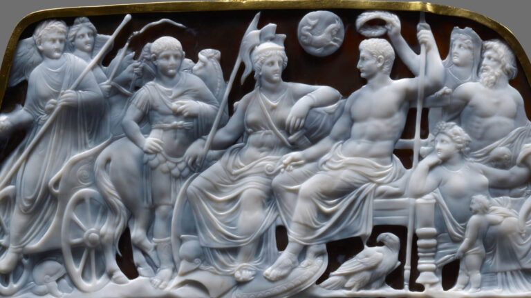 Gemma Augustea: Dioskourides, Gemma Augustea, 9–12 CE, Kunsthistorisches Museum, Vienna, Austria. Museum’s website. Detail.
