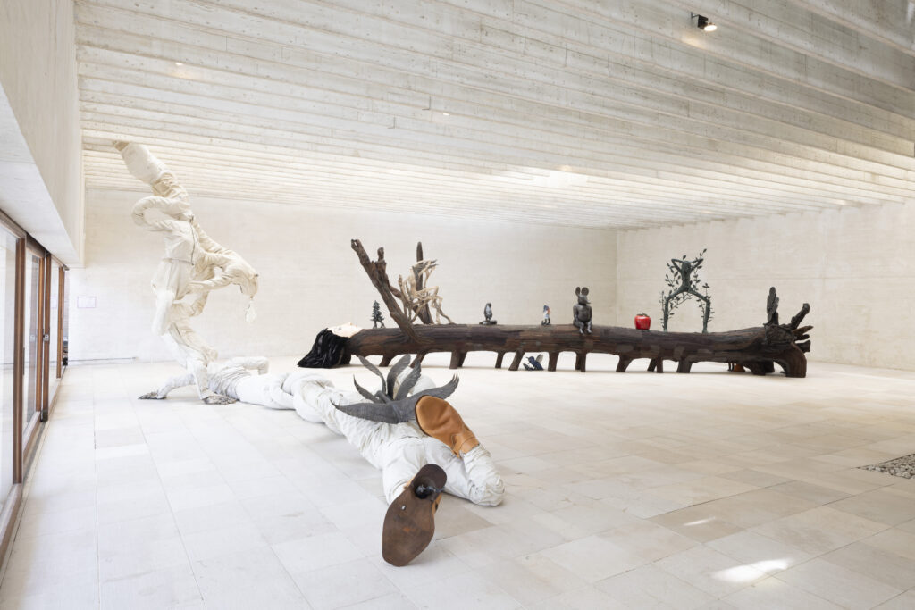2026 venice biennale: Tori Wrånes, Human Lace (front) and Klara Kristalova, Lust for Life (back), 2026, Venice Biennale, Venice, Italy. Photo: Kansallisgalleria | Finnish National Gallery / Pirje Mykkänen. Financial Times.
