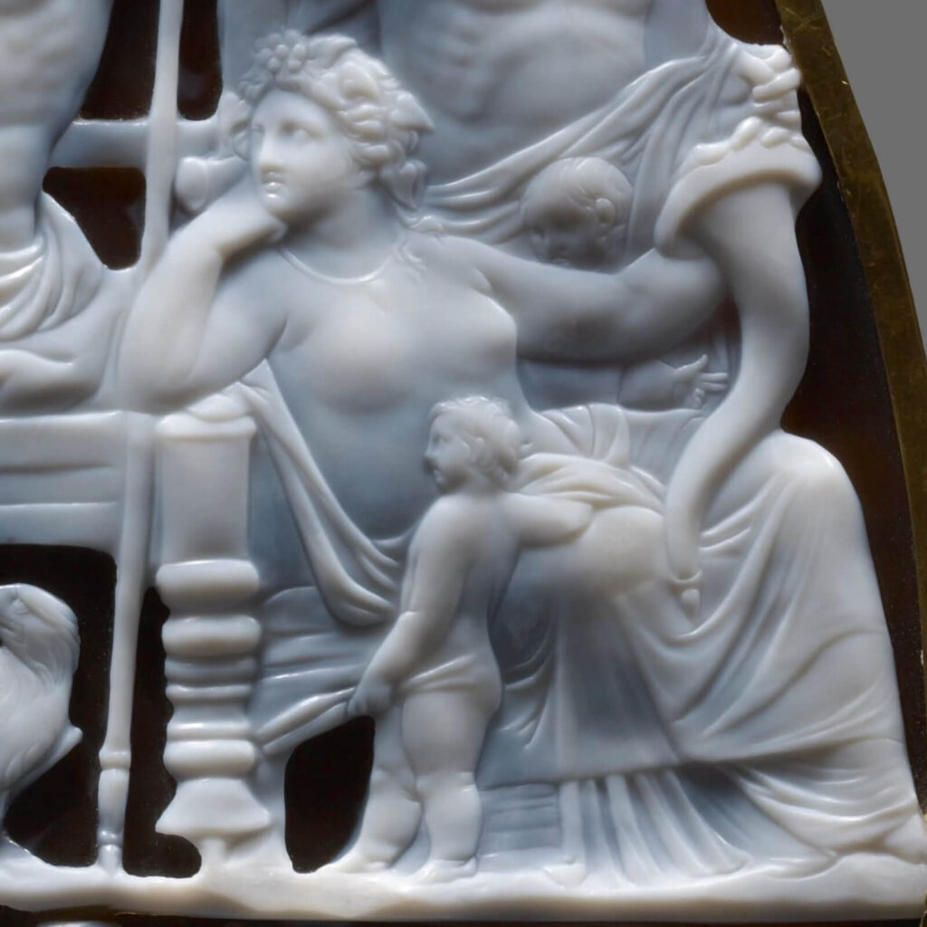 Gemma Augustea: Dioskourides, Gemma Augustea, 9–12 CE, Kunsthistorisches Museum, Vienna, Austria. Detail.
