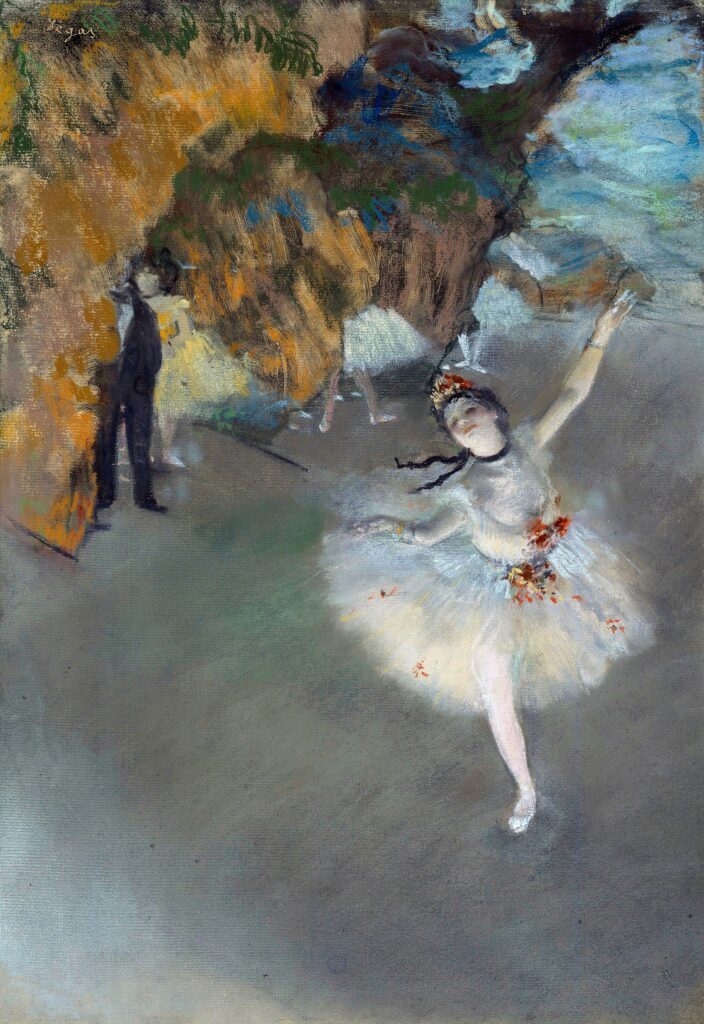 Rosita Mauri: Edgar Degas, Ballet (Dancer on the Stage), 1876–1877, Musée d’Orsay, Paris, France.

