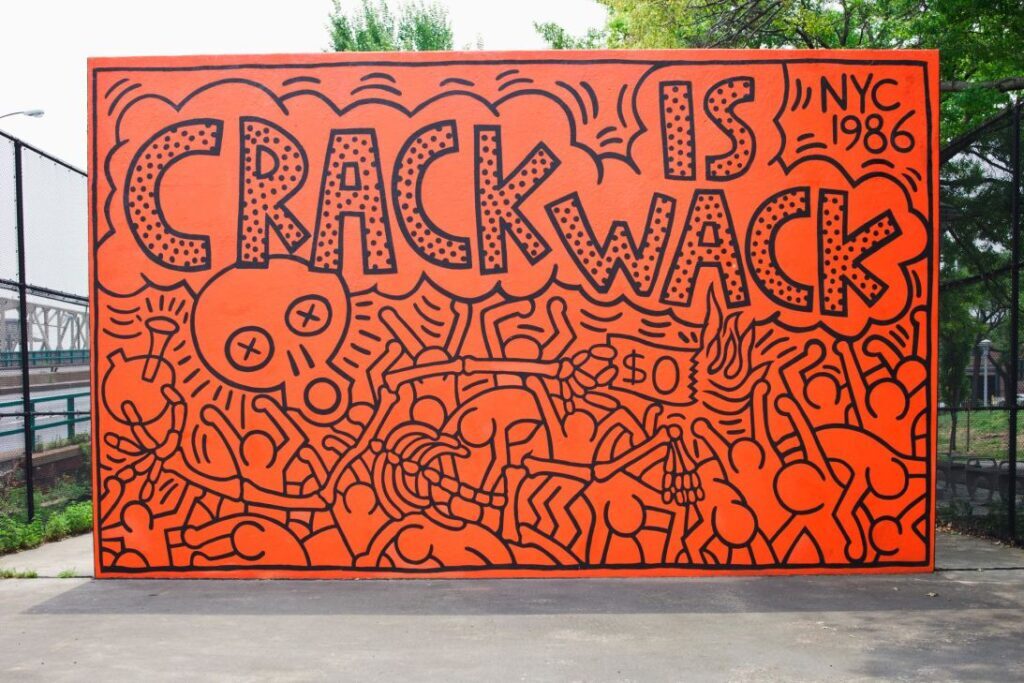 Keith Haring artworks: Keith Haring, Crack is Wack, 1986, New York City, NY, USA. CNN.
