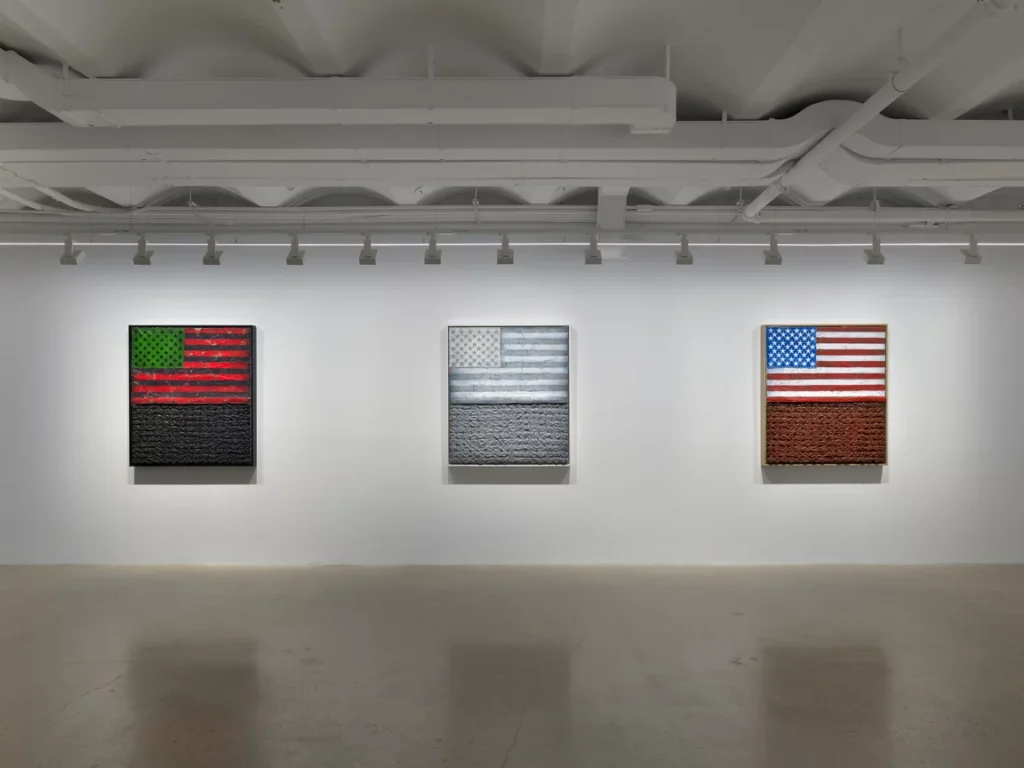 new york art week: Installation view Vaughn Spann, (All) Americans, Almine Rech New York, 2026. Photo: Dan Bradica. (Almine Rech).
