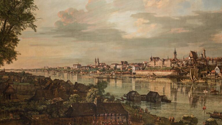 Canaletto: Bernardo Bellotto (Canaletto), View of Warsaw from Praga, 1770, Royal Castle in Warsaw, Warsaw, Poland. Detail.
