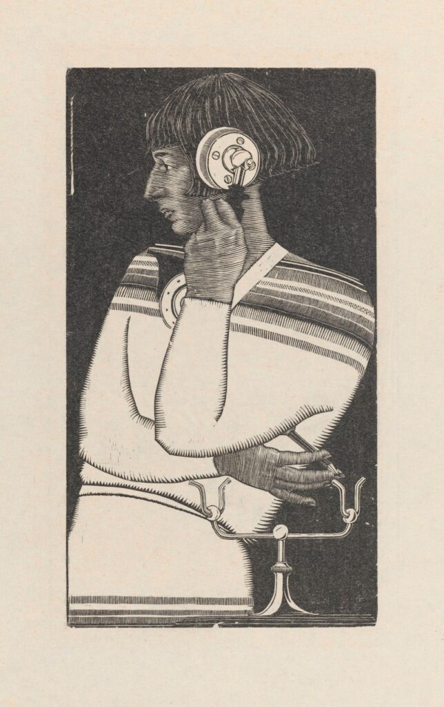 women artists postcards: Wiktoria Goryńska, Self-Portrait with Telephone, 1930. Wikimedia Commons (public domain).
