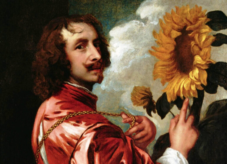 boys plants art: Anthony van Dyck, Self-Portrait with a Sunflower, 1632, private collection. Wikimedia Commons (public domain). Detail.
