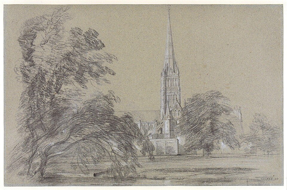 A View of Salisbury from Harnham: John Constable R.A., Salisbury Cathedral: Exterior from the South-West, 1811, Victoria and Albert Museum, London, UK.
