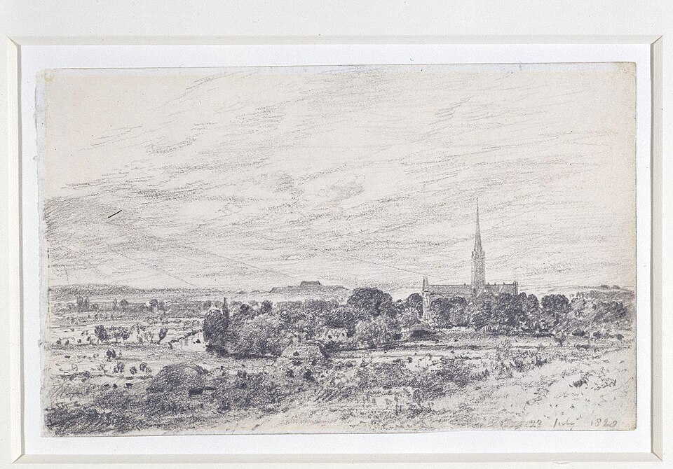 A View of Salisbury from Harnham: John Constable R.A., Salisbury from the South, c. 1820, Victoria and Albert Museum, London, UK.
