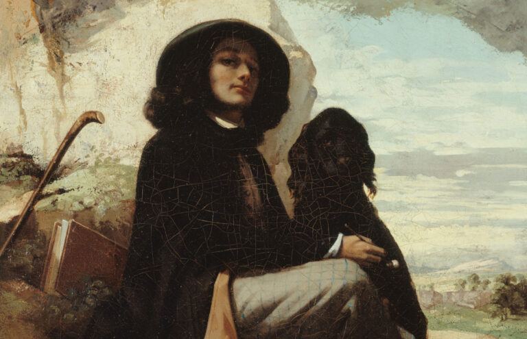 gustave courbet: Gustave Courbet, Self-Portrait with Black Dog, 1842–1844, Petit Palais, Paris, France. Detail.
