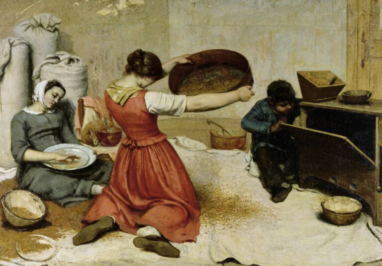 Courbet Paris Commune: Gustave Courbet, The Wheat Sifters, 1855, Musée des Beaux-Arts de Nantes, Nantes, France. Detail.
