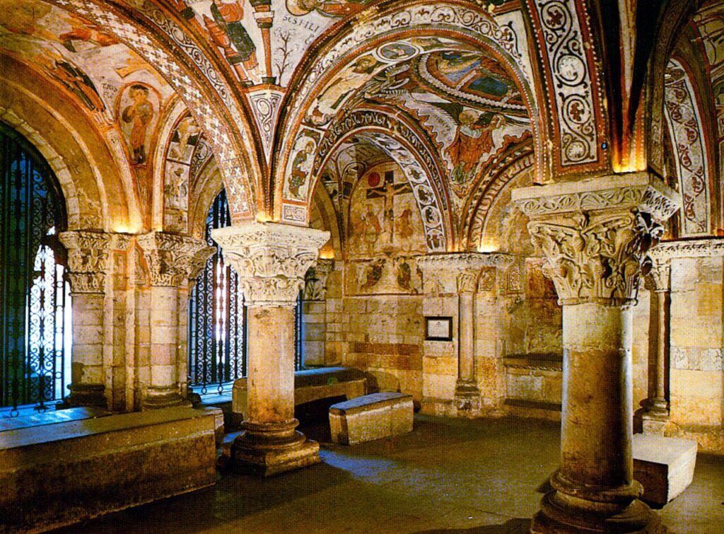 pilgrimage churches: Royal Pantheon, Basilica of San Isidoro, León, Spain. Photograph by Megginede via Wikimedia Commons CC BY-SA 4.0).
