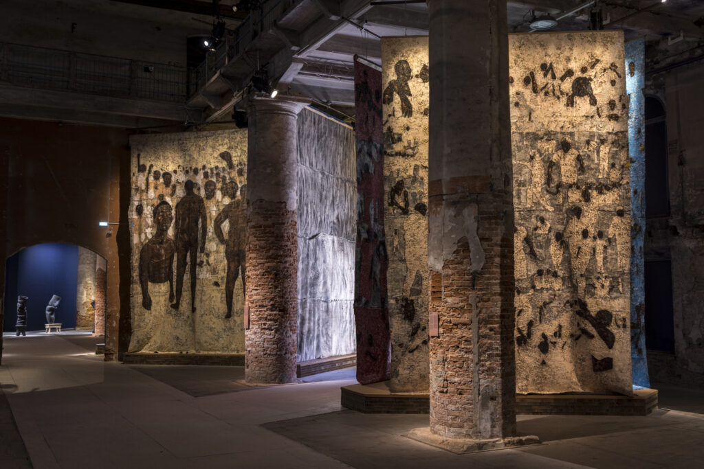 2026 venice biennale: Installation view of work by Kaloki Nyamai, part of In Minor Keys, 2026, Venice Biennale, Venice, Italy. Photo by Marco Zorzanello. Press materials.
