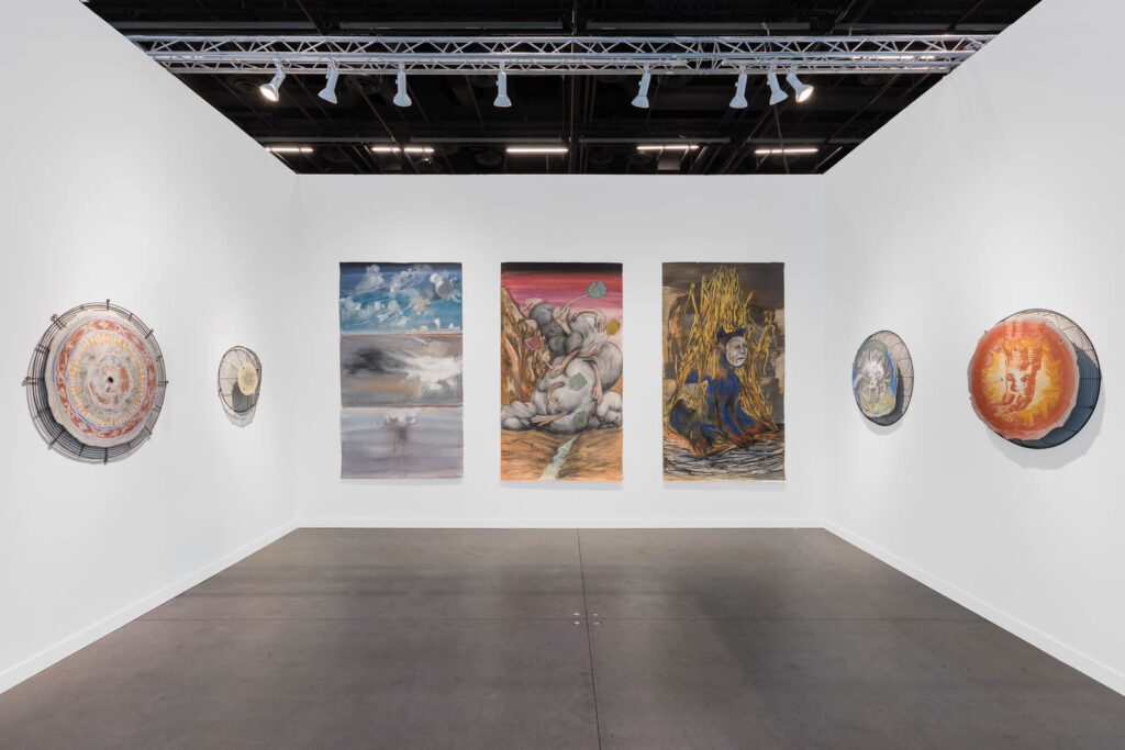 new york art week: Campeche’s booth at Frieze New York 2026, featuring work by artist Abraham González Pacheco. Photos by Mark Blower. Courtesy of the artist and Campeche, Mexico City.
