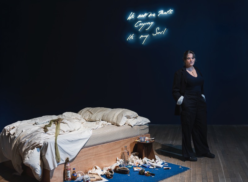 Tracey Emin: A Second Life: Portrait of Tracey Emin next to My Bed (1998), Tate Modern 2026. Photo © Tate (Sonal Bakrania). Press materials.
