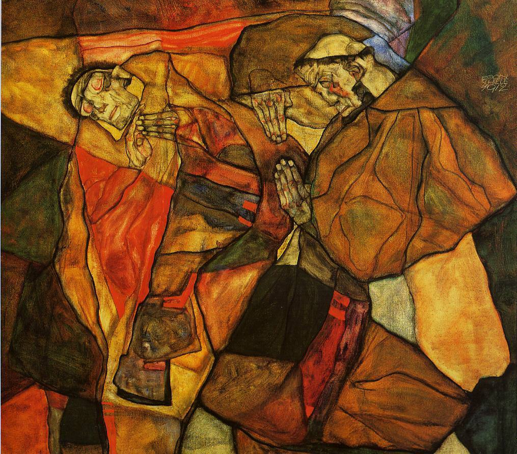 Egon Schiele paintings: Egon Schiele, Agony, 1912, Neue Pinakothek, Munich, Germany.

