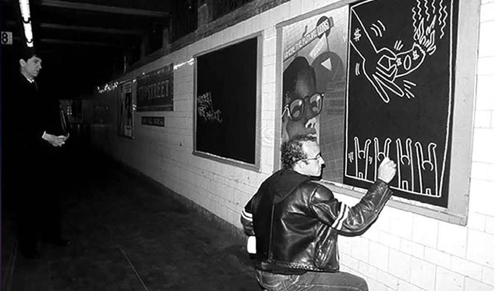 Keith Haring artworks: Photograph of Keith Haring, 1984, New York, NY, USA. Antiques Roadshow PBS.
