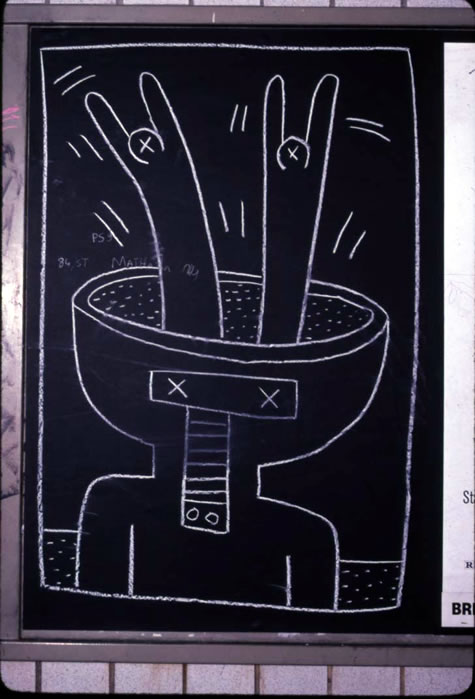 Keith Haring artworks: Keith Haring, Untitled, 1982, New York, NY, USA. Photograph by Ivan Dalla Tana via The Keith Haring Foundation.
