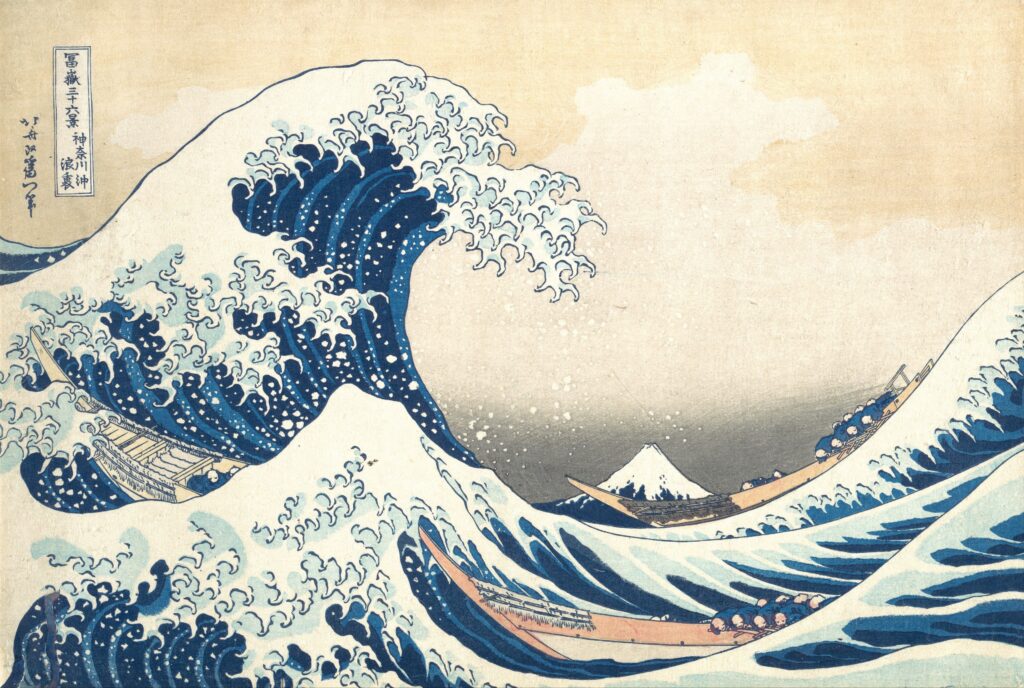 Hokusai artworks: Hokusai in 10 Artworks: Hokusai, Under the Wave off Kanagawa (Kanagawa oki nami ura) or The Great Wave, from the series Thirty-six Views of Mount Fuji (Fugaku sanjūrokkei), ca. 1830–1832, Metropolitan Museum of Art, New York City, NY, USA.
