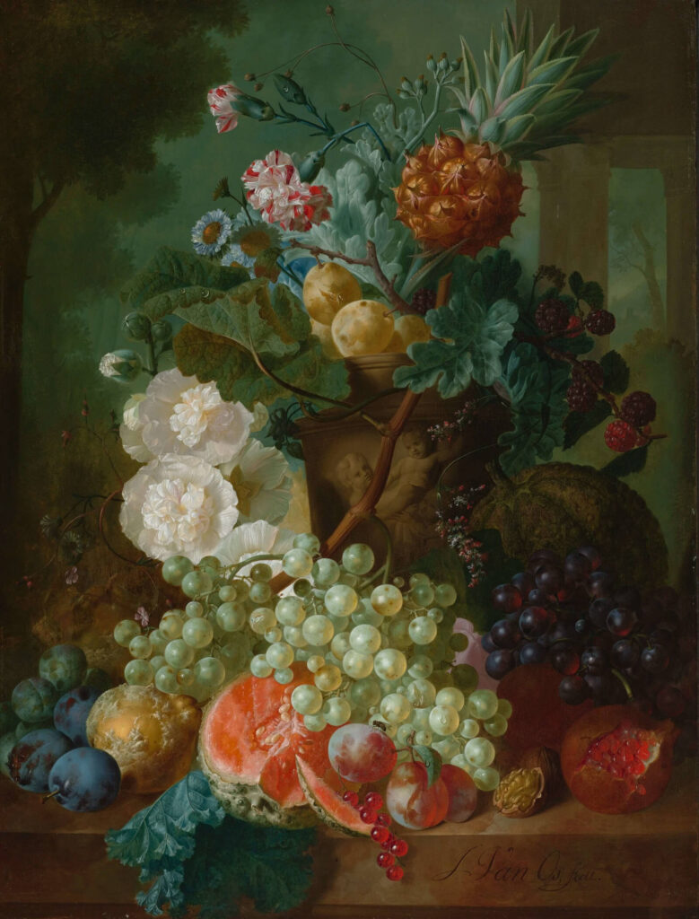 Jan van Os: Jan van Os, Still Life with Carnations and Exotic Fruit, ca. 1770s, Virginia Museum of Fine Arts, Richmond, VA, USA.
