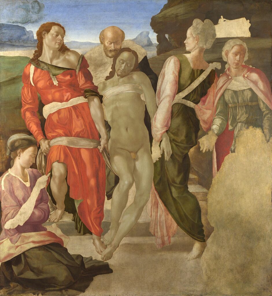 Michelangelo masterpieces: Michelangelo, The Entombment, 1500–1501, National Gallery, London, UK.
