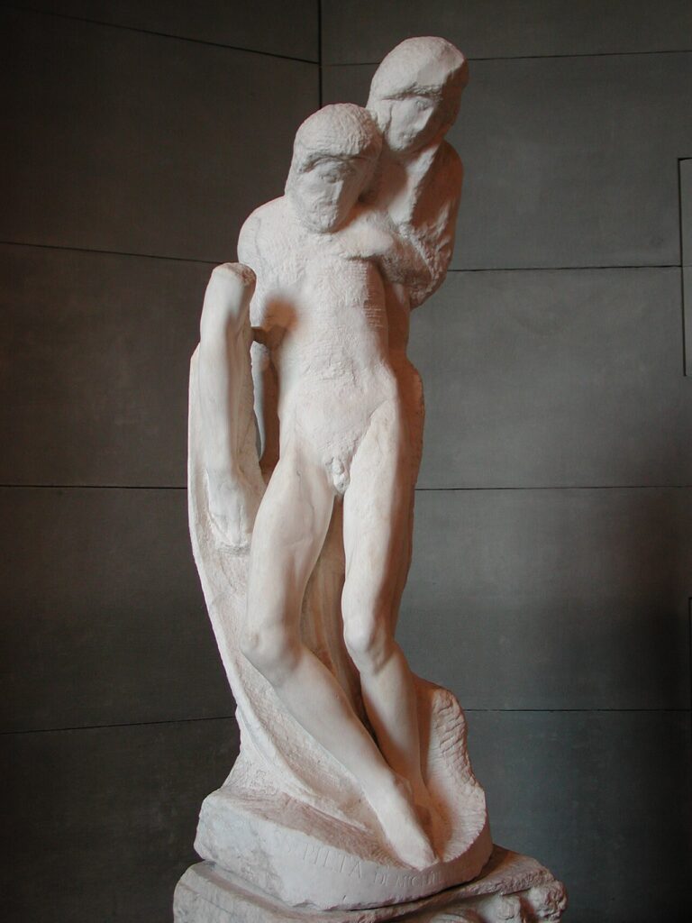 Michelangelo masterpieces: Michelangelo, Rondanini Pietà, 1552–1564, Sforza Castle, Milan, Italy. Photograph by Paolo da Reggio.
