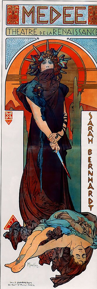 Alphonse Mucha artworks: Alphonse Mucha, Médée (Medea), 1898, private collection. Wikimedia Commons (public domain).
