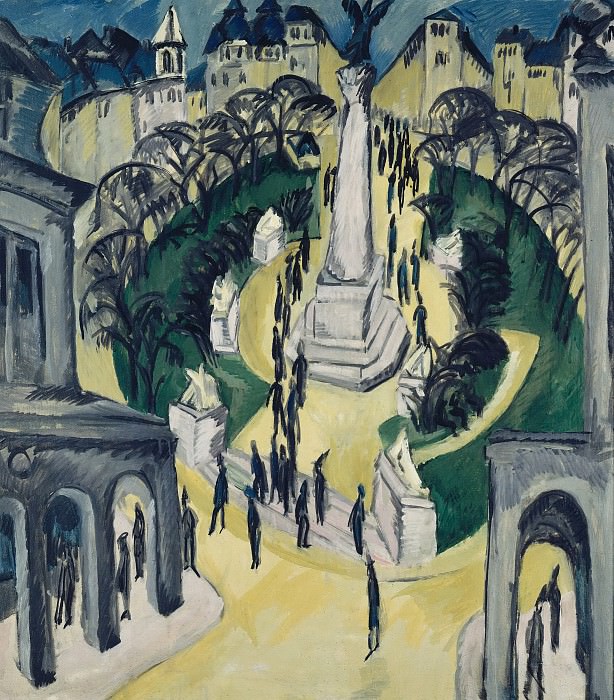 expressionism paintings: Ernst Ludwig Kirchner, The Belle-Alliance-Platz in Berlin, 1914, Neue Nationalgalerie, Berlin, Germany.
