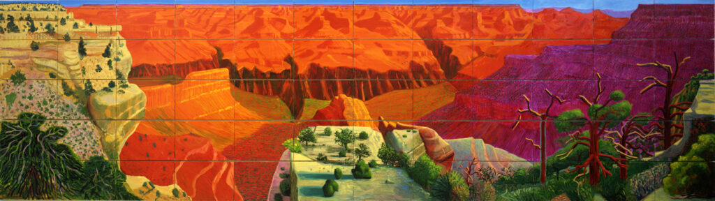 David Hockney artworks: David Hockney in 10 Artworks: David Hockney, A Bigger Grand Canyon, 1998, National Gallery of Australia, Canberra, Australia. © David Hockney. David Hockney Foundation.
