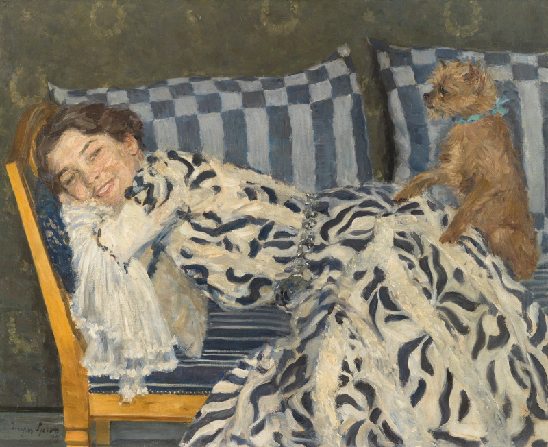 cassirer exhibition berlin: Eugen Spiro, Woman with Dog (Tilla Durieux), 1905, private collection. Photo: Leopold Museum, Vienna © Bildrecht, Wien 2022.
