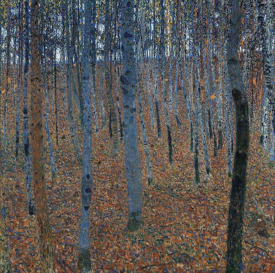 Gustav Klimt paintings: Gustav Klimt, Beech Grove I, ca. 1902, Galerie Neue Meister, Staatliche Kunstsammlungen Dresden, Dresden, Germany.
