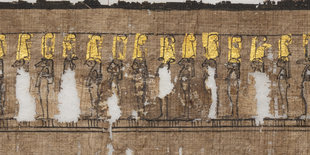 Book of the Dead: It could take conservators days to work on a piece of the funerary manuscript as small as the detail on your screen. Book of the Dead of Ankhmerwer, 305–30 BCE, Brooklyn Museum, New York City, NY, USA. Detail.
